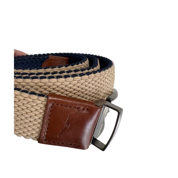 Tommy Bahama SOLD OUT Reversible Woven Belt Tan/Navy Size L/XL 48" Total Length - Picture 1 of 4